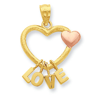 14K Gold Two-tone Love Heart Pendant