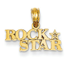 14K Gold Polished Rock Star Pendant