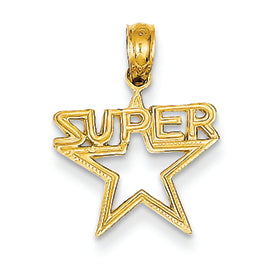 14K Gold Polished Super Star Pendant