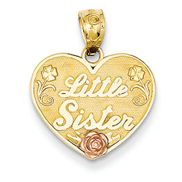 14K Gold Two-tone Little Sister Heart Pendant