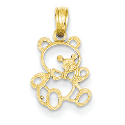 14K Gold Small Cut-Out Teddy Bear Pendant