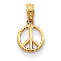 14K Gold Polished Peace Symbol Pendant