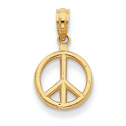 14K Gold Polished Peace Symbol Pendant