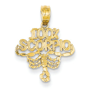 14K Gold 100% Scorpio Pendant