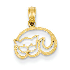 14K Gold Sleeping Cat Pendant