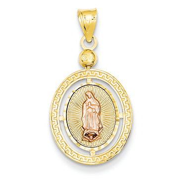 14K Gold Two-tone & Rhodium Reversible Ecco Homo/Guadalupe Pendant