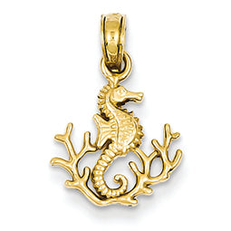 14K Gold Polished Seahorse Pendant