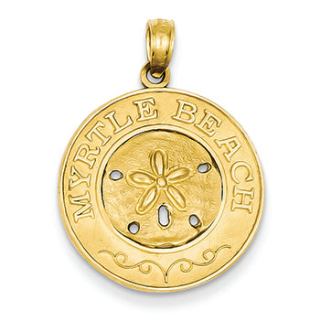 14K Gold Polished Myrtle Beach w/Sand Dollar Pendant