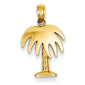 14K Gold Polished Palm Tree Pendant