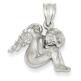 14K White Gold Satin Angel Charm