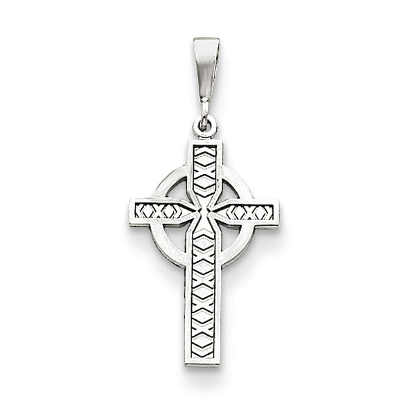 14K White Gold Celtic Cross Pendant