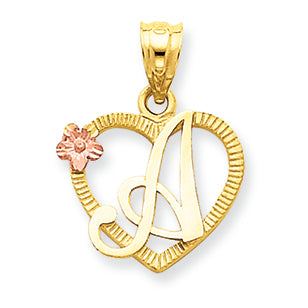 14K Gold Two-Tone Initial in Heart Charm