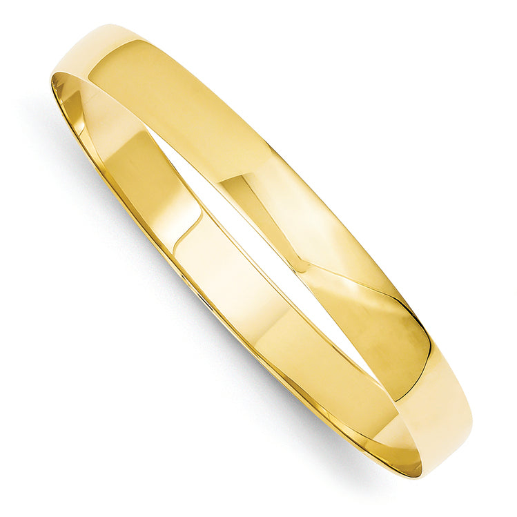 14K Gold 8mm Solid Polished Half-Round Slip-On Bangle