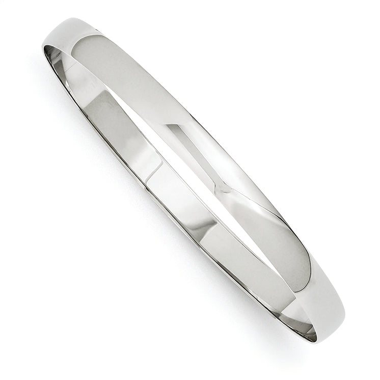 14K 1.5mm White Gold Diamond-Cut Slip-on Bangle Bracelet