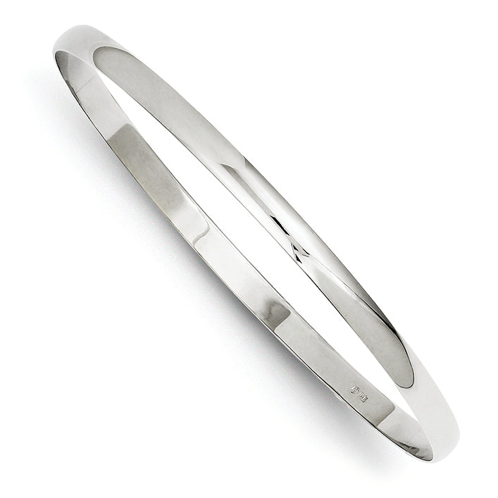 14K White Gold 4mm Solid Polished Half-Round Slip-On Bangle