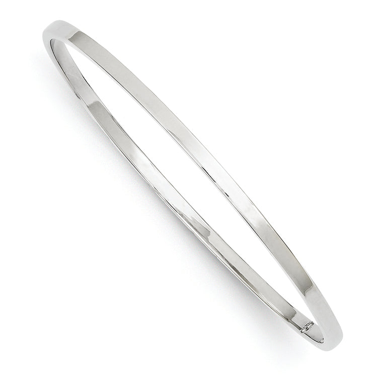 14K White Gold 3mm Polished Square Tube Bangle