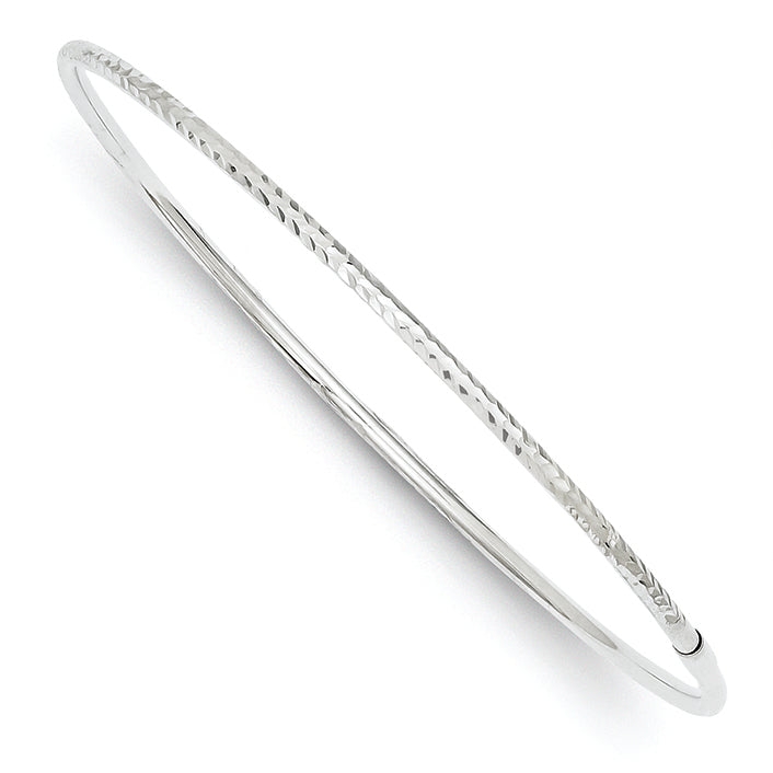 14K White Gold 2mm D/C Slip-on Bangle