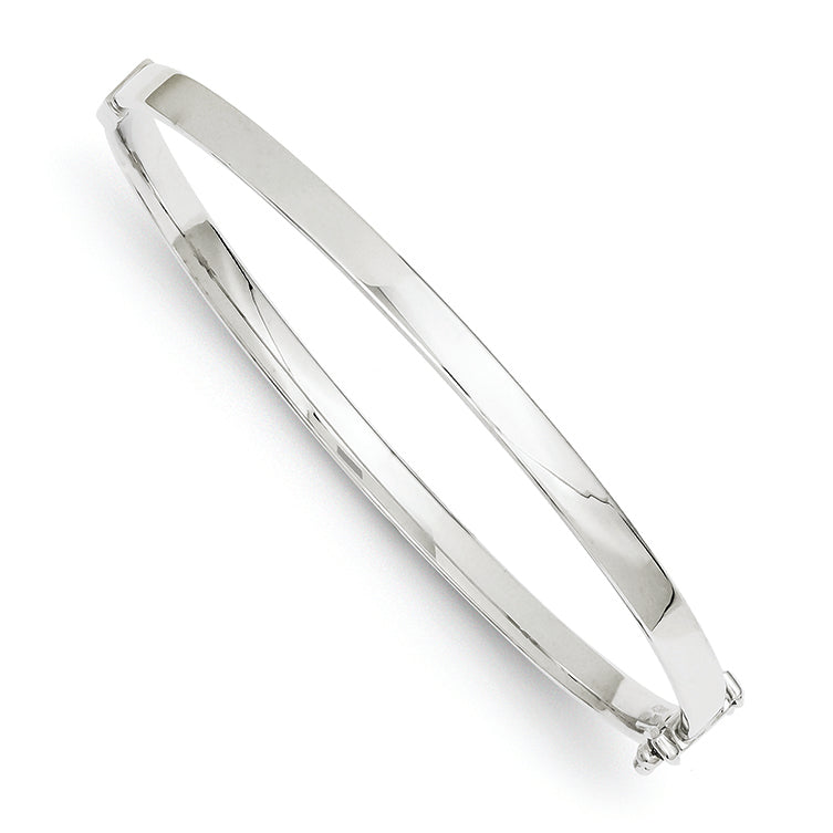 14K White Gold 4mm Hinged Bangle