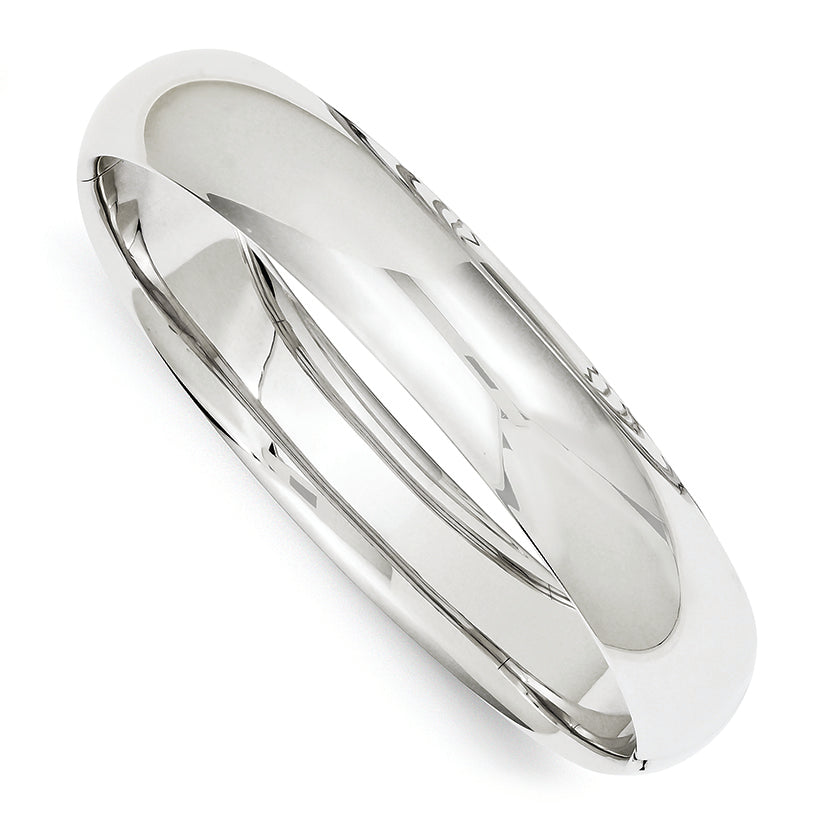 14K White Gold High Polished 14.00mm Hinged Bangle