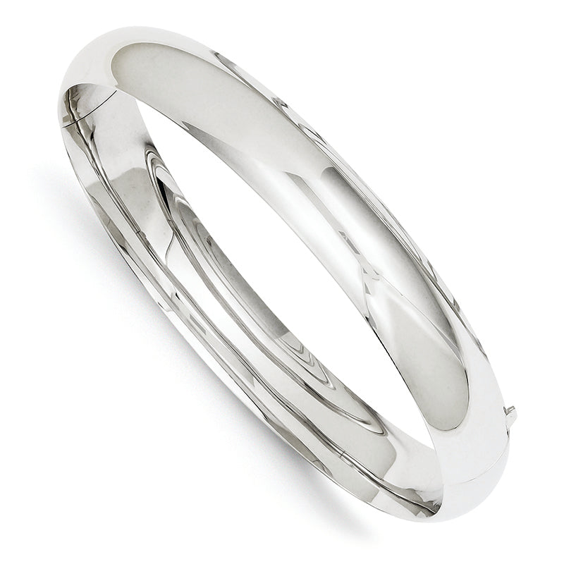 14K White Gold High Polished 10.00mm Hinged Bangle