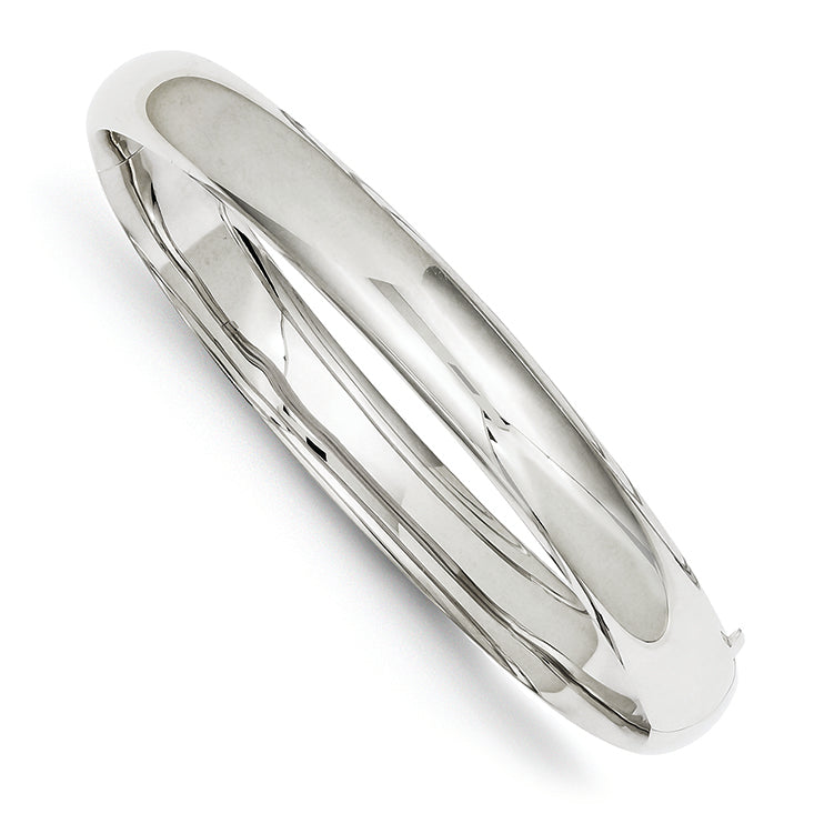 14K White Gold High Polished 8.00mm Hinged Bangle