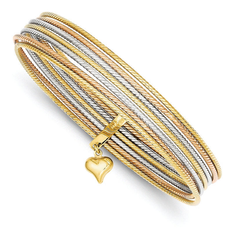 14K Gold Tri-color Slip On 7 Bangles