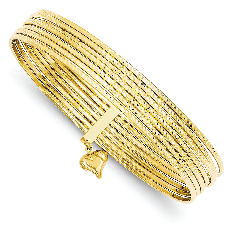 14K Gold D/C Slip On 7 Bangles