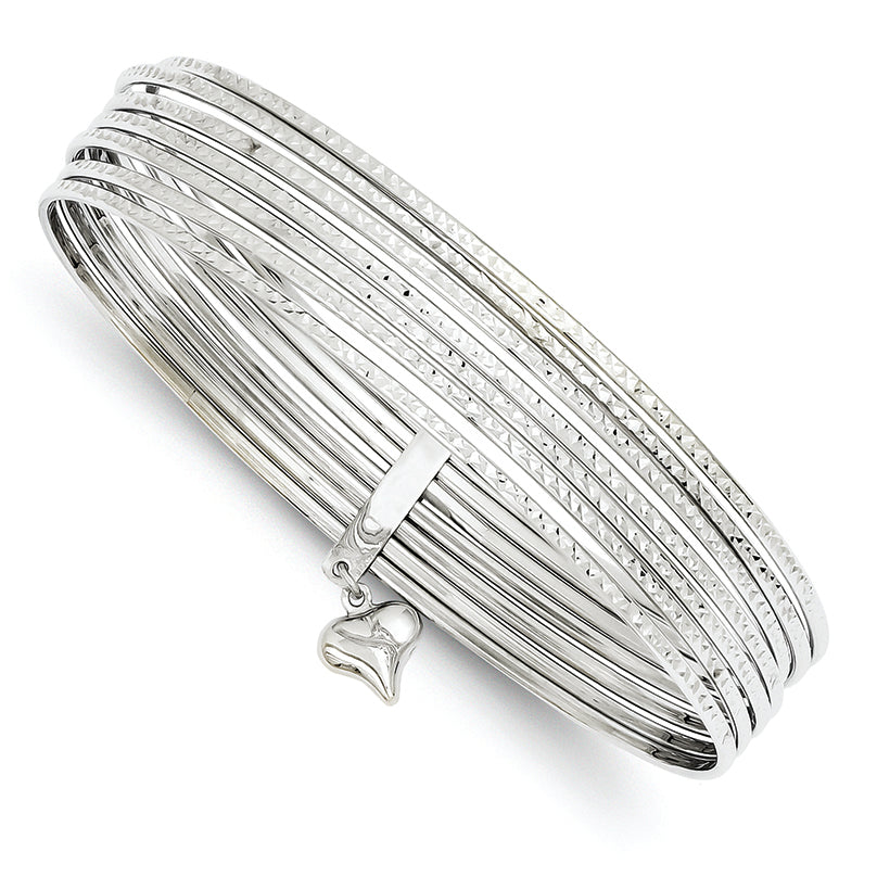 14K White Gold D/C Slip On 7 Bangles