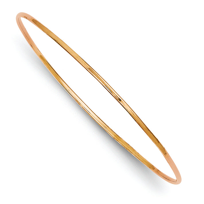 14K Gold 1.5mm Rose Gold Slip-on Bangle Bracelet
