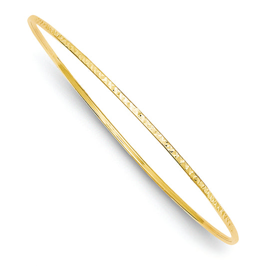 14K Gold 1.5mm Diamond-Cut Slip-on Bangle Bracelet