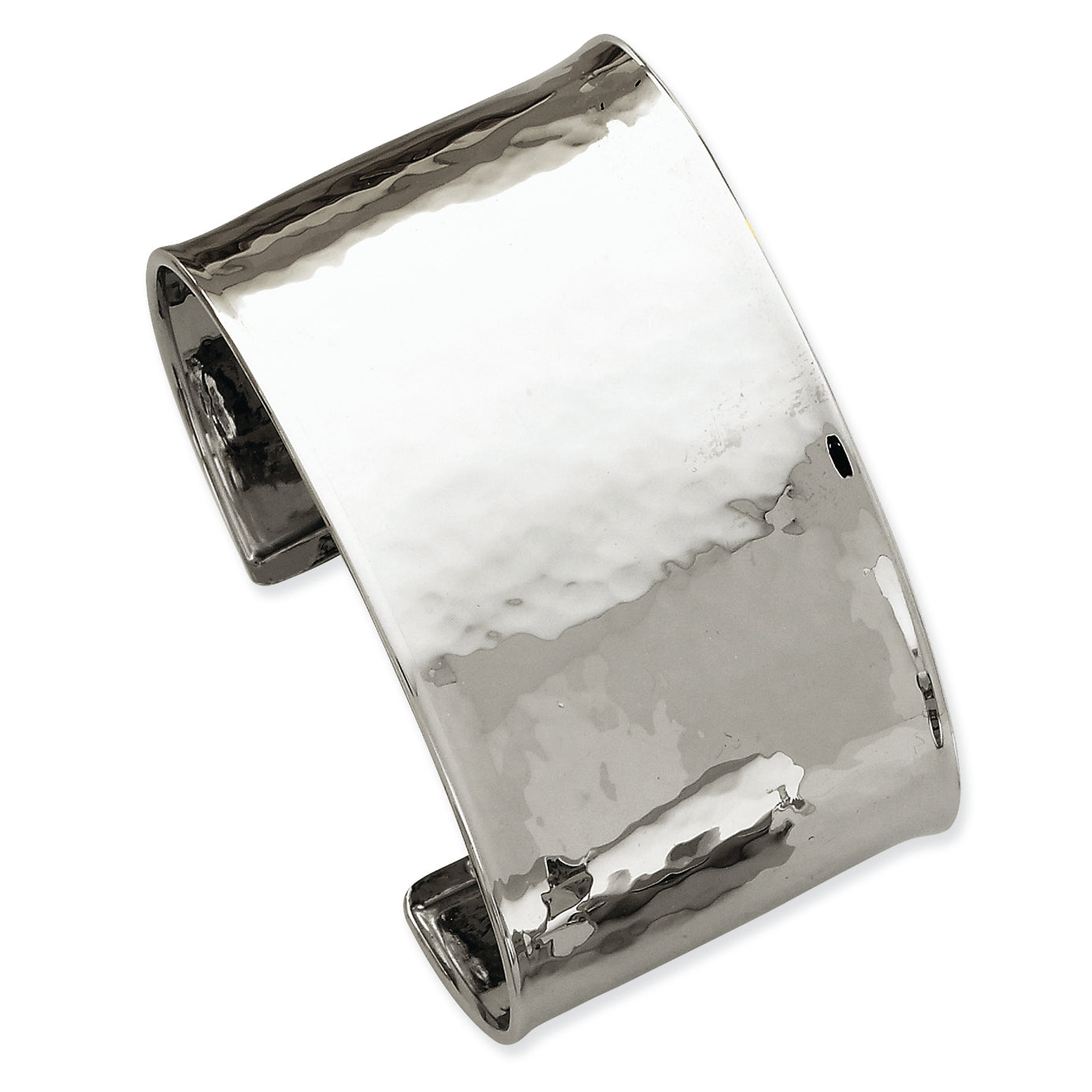 14K White Gold 37mm Hammered Polished Bangle