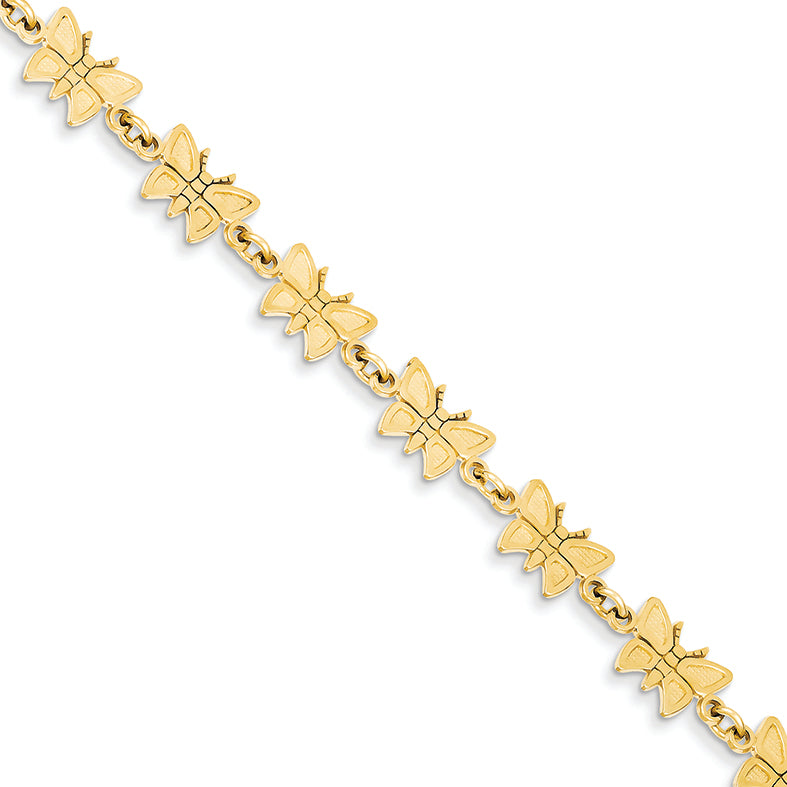 14K Gold Butterfly Bracelet 7 Inches
