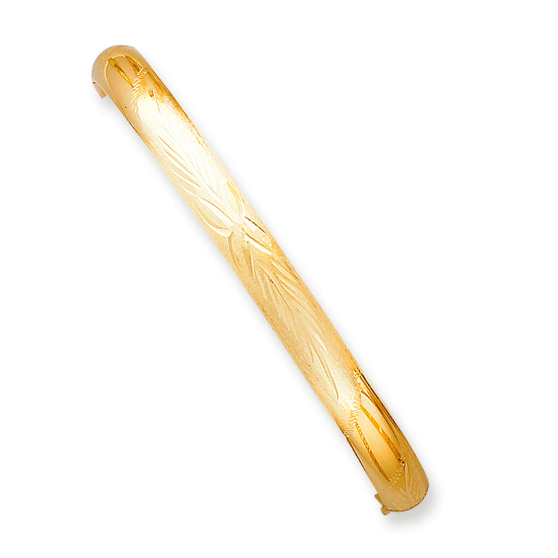 14K Gold 4/16 Florentine Engraved Hinged Bangle Bracelet