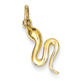 14K Gold Solid Polished Snake Charm