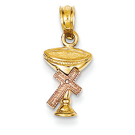 14K Gold Two-tone Chalice with Cross Charm