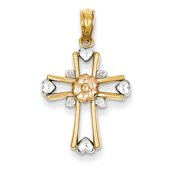14K Gold Two-tone Cross Charm
