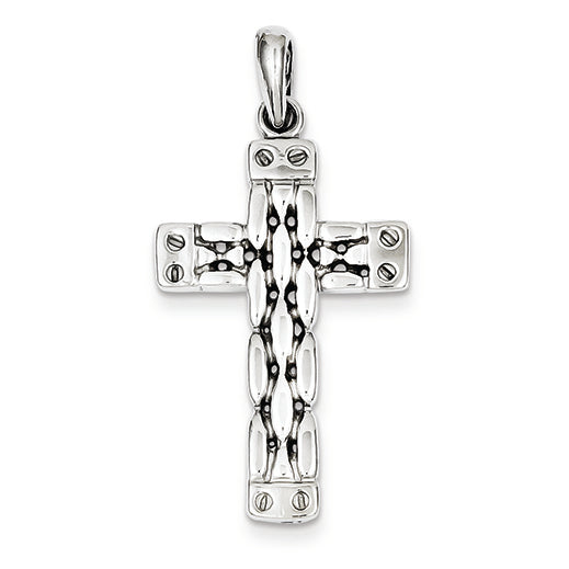 14K White Gold Panther Style Cross Pendant