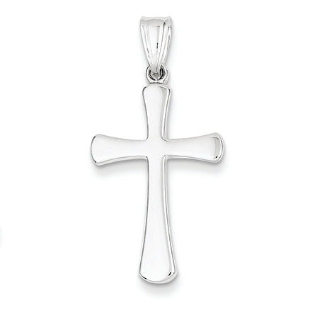 14K White Gold Hollow Cross Pendant