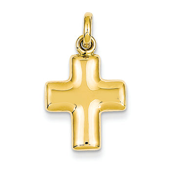 14K Gold Puffed Cross Charm