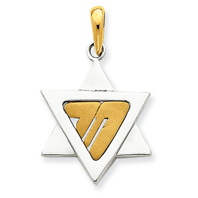 14K Gold Two-tone Star of David Pendant