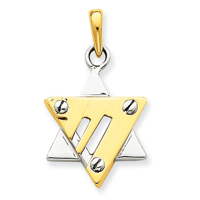 14K Gold Two-tone Star of David Pendant