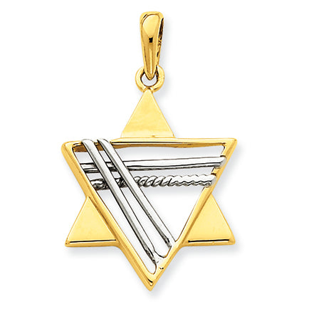 14K Gold Two-tone Star of David Pendant