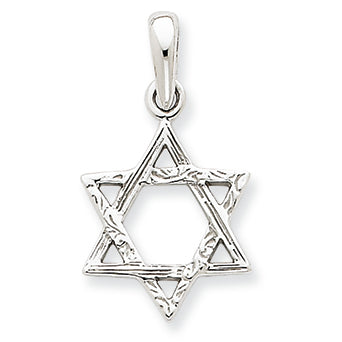 14K White Gold Star Of David Pendant