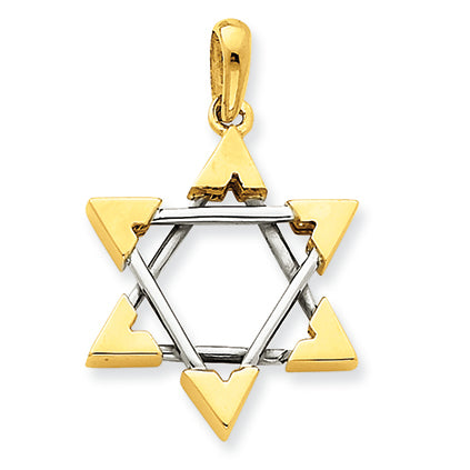 14K Gold Two-tone Star of David Pendant