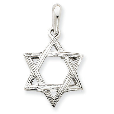 14K White Gold Star Of David Pendant