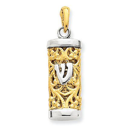 14K Gold Two-tone Mezuzah Pendant