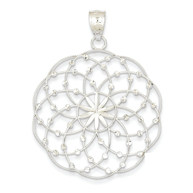 14K White Gold D/C Sphere Pendant