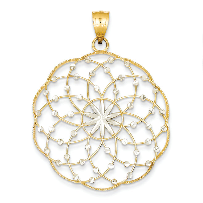 14K Gold Rhodium D/C Sphere Pendant