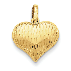 14K Gold Puffed Heart Charm