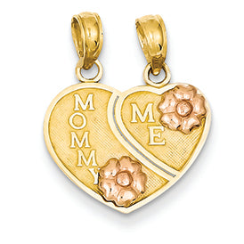 14K Gold Two-tone Mommy - Me Breakable Heart Pendant